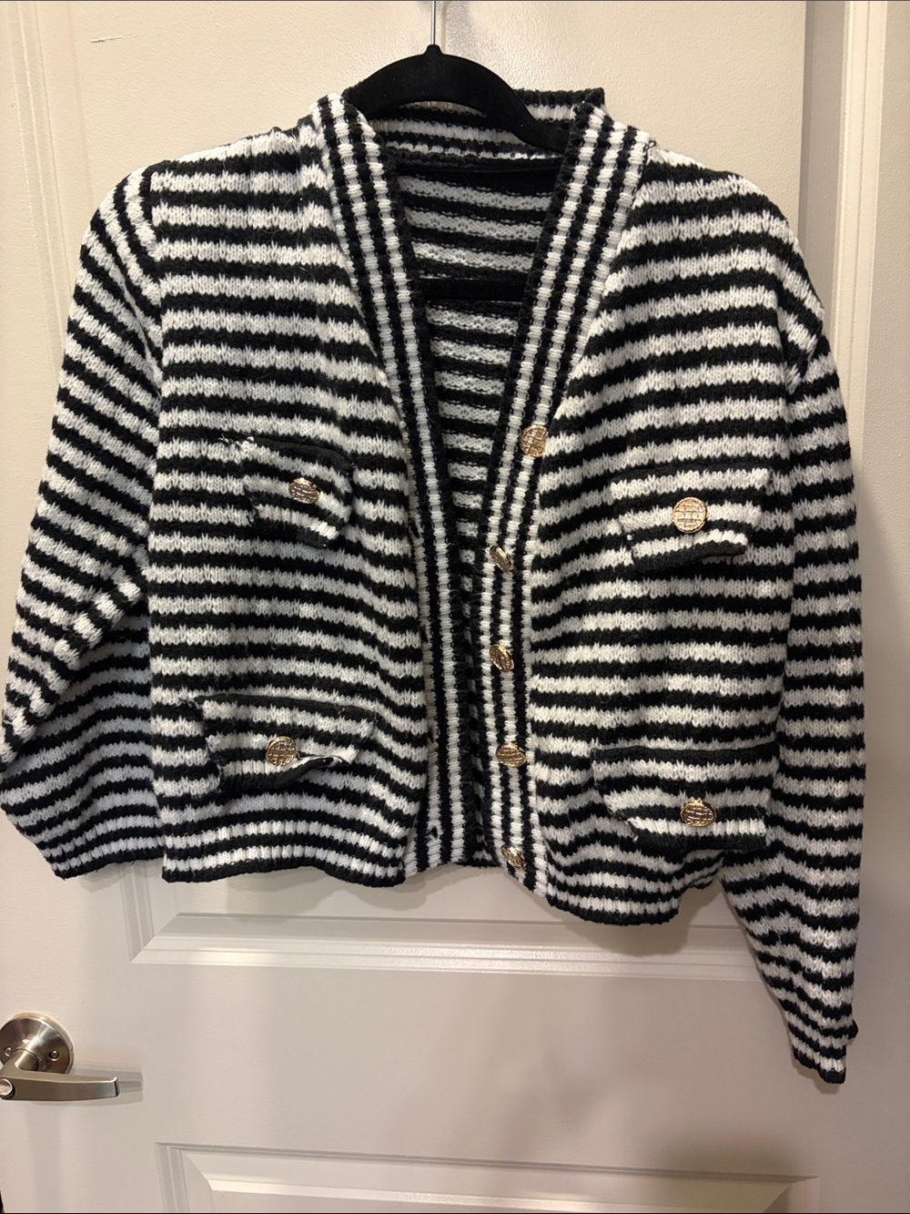 Striped Black & White Knit Jacket